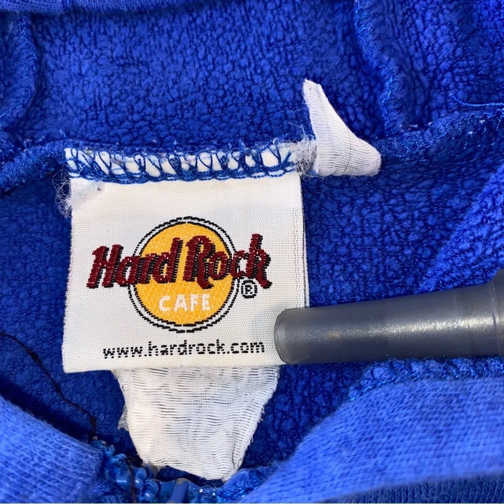 Vintage Hard Rock Cafe Austin Skateboard Blue‎ Full Zip Hoodie Sweatshirt